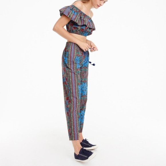 J. Crew Blue and Red Paisley Crop Top - Picture 3 of 5